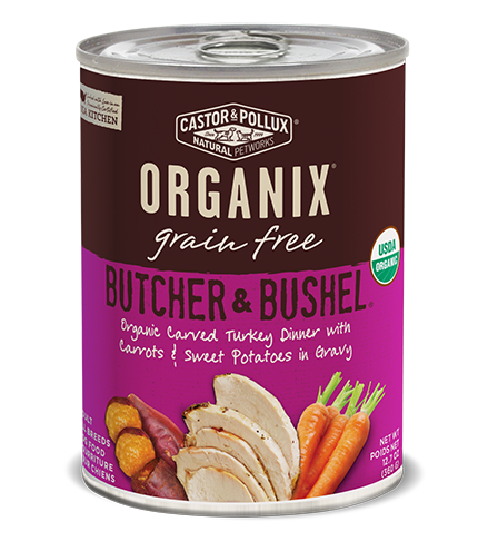 Castor &amp; Pollux Organix Grain-Free Butcher &amp; Bushel Organic Carved Turkey Dinner in Gravy Adult Case of 12 Canned Dog Food 360g