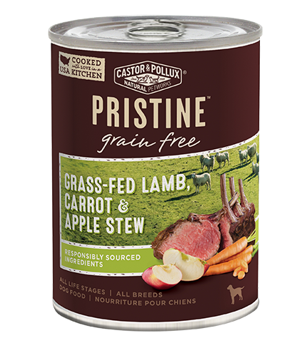 Castor &amp; Pollux PRISTINE Grain-Free Grass-Fed Lamb, Carrot &amp; Apple Stew Case of 12 Canned Dog Food 360g