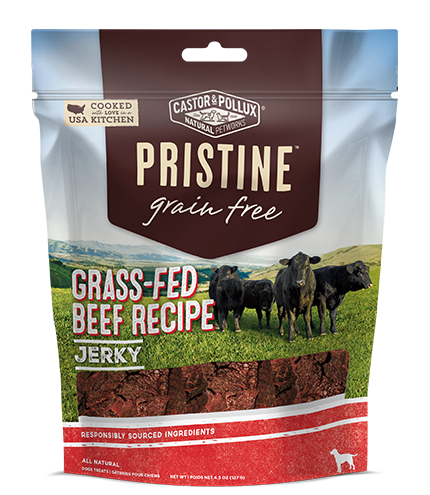 Castor &amp; Pollux PRISTINE Grain-Free Grass-Fed Beef Recipe Jerky Dog Treats 127g