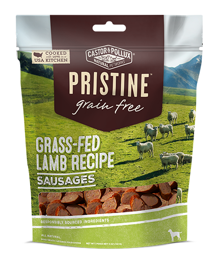 Castor &amp; Pollux PRISTINE Grain-Free Grass-Fed Lamb Recipe Sausages Dog Treats 142g