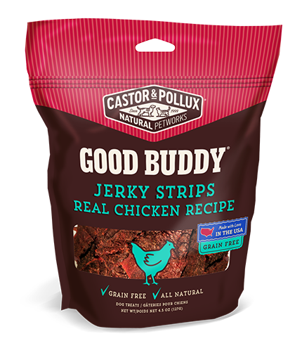 Castor &amp; Pollux Good Buddy Jerky Strips Real Chicken Recipe Grain-Free Dog Treats 127g