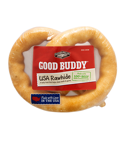 Castor &amp; Pollux Good Buddy USA Rawhide Pretzel Case of 6 Dog Treat