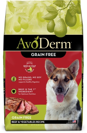 AvoDerm Beef &amp; Vegetables Recipe Grain-Free Dry Dog Food 10.9kg