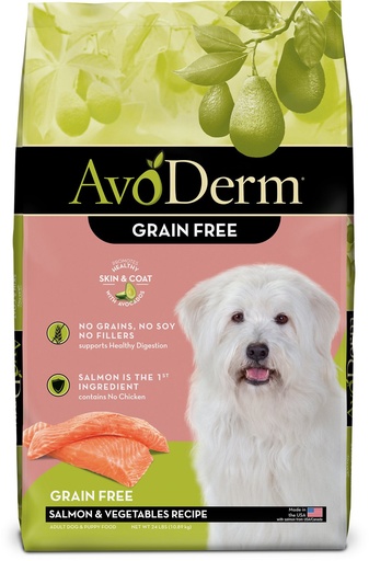 AvoDerm Natural Grain-Free Salmon &amp; Vegetables Formula All Life Stages Dry Dog Food 10.9kg
