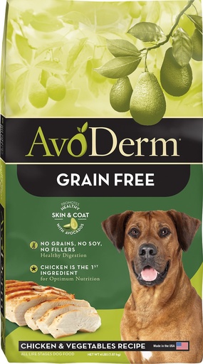 AvoDerm Natural Healthy Digestion Chicken &amp; Vegetables Recipe Grain-Free Dry Dog Food 10.9kg