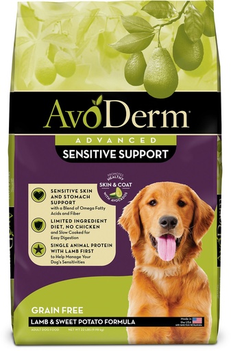 AvoDerm Advanced Sensitive Support Lamb &amp; Sweet Potato Formula Grain-Free Adult Dry Dog Food 10kg