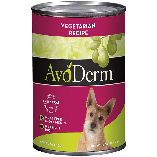 AvoDerm Vegetarian Recipe Adult Case of 12 Canned Dog Food 368.5g