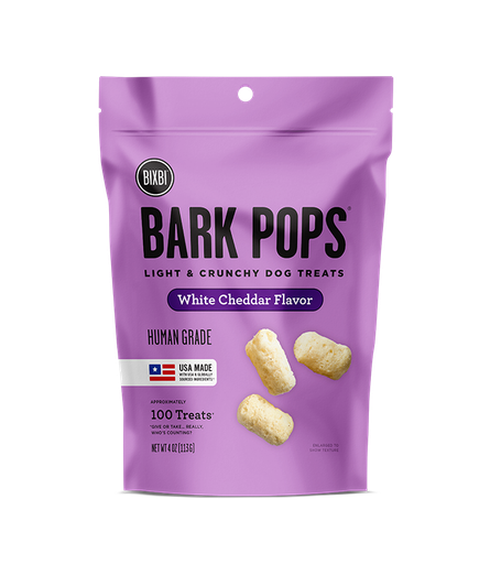 BIXBI Bark Pops Chicken-Free White Cheddar Flavor Light &amp; Crunchy Dog Treats 113g