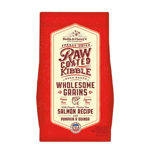 STELLA &amp; CHEWY'S RAW COATED KIBBLE WHOLESOME GRAINS SALMON RECIPE WITH PUMPKIN &amp; QUINOA DRY DOG FOOD 10kg