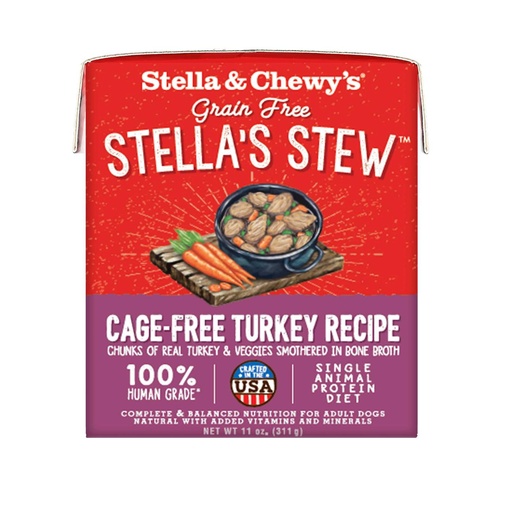 STELLA &amp; CHEWY'S STELLAS STEW CAGE-FREE TURKEY GRAIN FREE ADULT CASE OF 12 WET DOG FOOD 311g