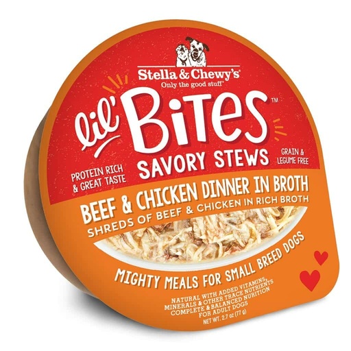 STELLA &amp; CHEWY'S LIL BITES SAVORY STEWS BEEF &amp; CHICKEN DINNER IN BROTH CASE OF 24 WET DOG FOOD 77g