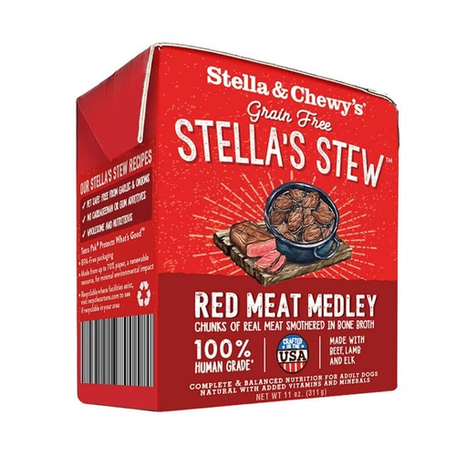 STELLA &amp; CHEWY'S STELLAS STEW RED MEAT MEDLEY GRAIN FREE ADULT CASE OF 12 WET DOG FOOD 311g