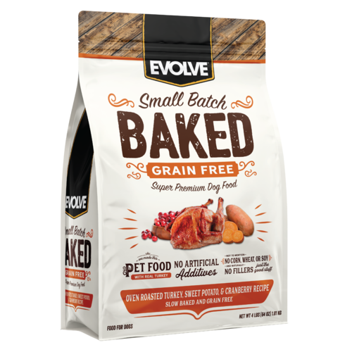 EVOLVE SMALL BATCH BAKED GRAIN FREE TURKEY, SWEET POTATO, &amp; CRANBERRY RECIPE DRY DOG FOOD 1.8Kg