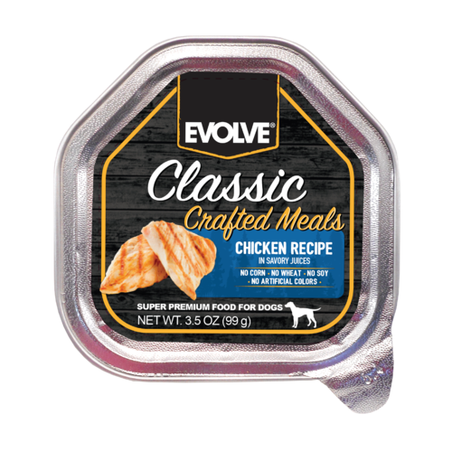 EVOLVE CLASSIC CRAFTED MEALS CHICKEN RECIPE CASE OF 24 WET DOG FOOD 99g