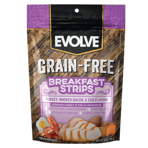 EVOLVE GRAIN FREE BREAKFAST STRIPS DOG TREATS 170g