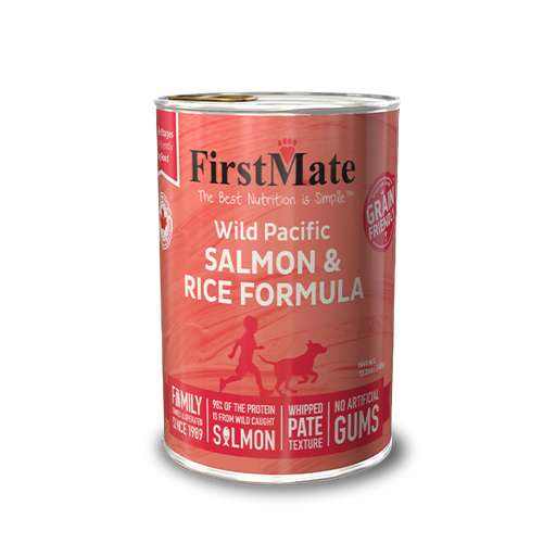 FirstMate Wild Pacific Salmon &amp; Rice Formula Case of 12 Canned Dog Food 345g