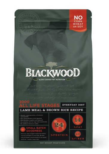 Blackwood 3000 Lamb Meal &amp; Brown Rice Recipe Everyday Diet Dry Dog Food 13.6kg