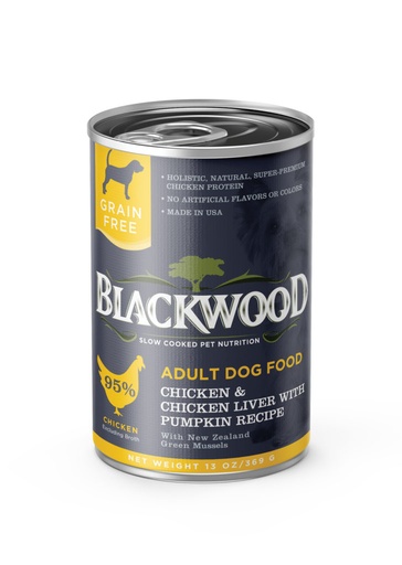 Blackwood Chicken &amp; Chicken Liver With Pumpkin Grain-Free Adult Case of 12 Canned Dog Food 369g