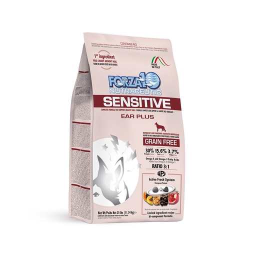 FORZA10 NUTRACEUTIC SENSITIVE EAR PLUS GRAIN-FREE DRY DOG FOOD 11.33KG