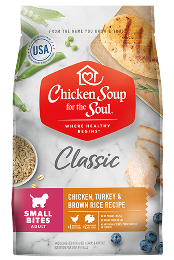 CHICKEN SOUP FOR THE SOUL Classic Adult Small Bites Dog Food - Chicken, Turkey &amp; Brown Rice Recipe Dry Dog Food 6.12kg