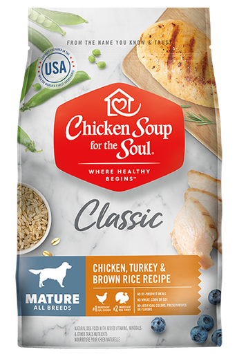 CHICKEN SOUP FOR THE SOUL Classic Mature Dog Dry Food - Chicken, Turkey &amp; Brown Rice Recipe Dry Dog Food 12.7kg