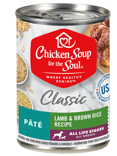 Chicken Soup for the Soul Classic All Stages Lamb &amp; Brown Rice Recipe Pâté Case of 12 Canned Dog Food 374g