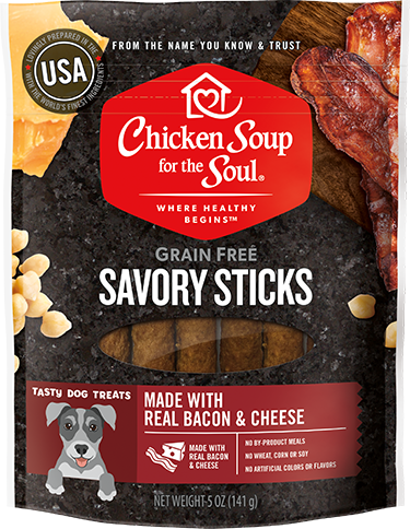 CHICKEN SOUP FOR THE SOUL Savory Sticks Real Bacon and Cheese Grain-Free Dog Treats 127g