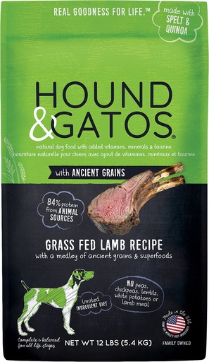 Hound &amp; Gatos Ancient Grain Grass Fed Lamb Recipe Dry Dog Food 5.4kg