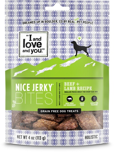 I and Love and You Nice Jerky Bites Beef &amp; Lamb Grain-Free Dog Treats 453g