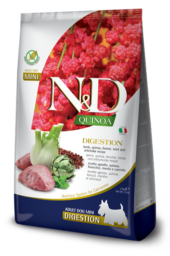 FARMINA N&amp;D QUINOA DIGESTION LAMB MINI DRY DOG FOOD 2.5KG