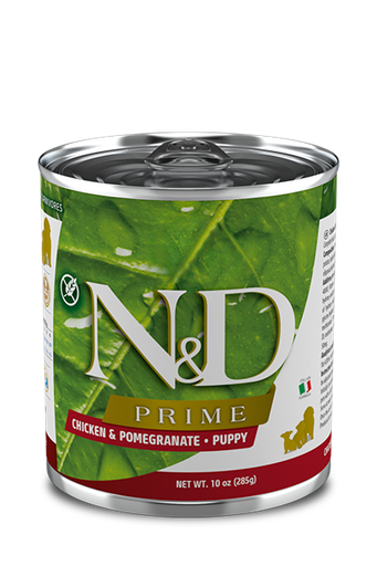 FARMINA N&amp;D PRIME CHICKEN &amp; POMEGRANATE PUPPY CASE OF 6 WET CANNED DOG FOOD 285G