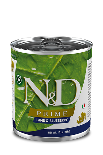 FARMINA N&amp;D PRIME LAMB &amp; BLUEBERRY ADULT CASE OF 6 WET CANNED DOG FOOD 285G