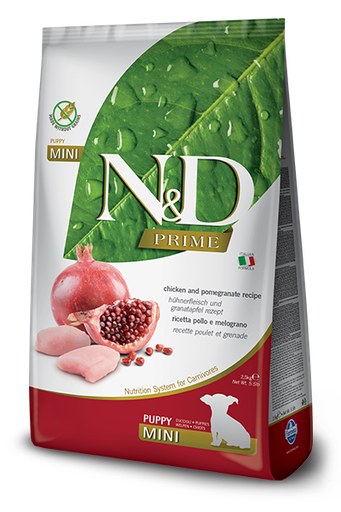 FARMINA N&amp;D PRIME CHICKEN &amp; POMEGRANATE PUPPY MINI BREED GRAIN FREE DRY DOG FOOD 2.5KG