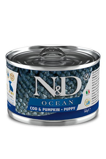 FARMINA N&amp;D OCEAN COD &amp; PUMPKIN PUPPY MINI BREED CASE OF 6 WET DOG FOOD140G