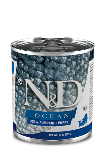 FARMINA N&amp;D OCEAN COD &amp; PUMPKIN PUPPY CASE OF 6 WET CANNED DOG FOOD 285G