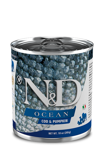 FARMINA N&amp;D OCEAN COD &amp; PUMPKIN ADULT CASE OF 6 WET CANNED DOG FOOD 285G