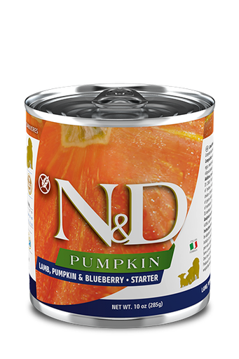 FARMINA N&amp;D PUMPKIN LAMB, PUMPKIN &amp; BLUEBERRY - STARTER CASE OF 6 WET CANNED DOG FOOD 285G