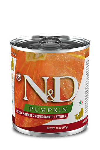 FARMINA N&amp;D PUMPKIN CHICKEN, PUMPKIN &amp; POMEGRANATE - STARTER CASE OF 6 WET CANNED DOG FOOD 285G