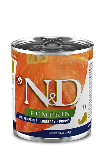 FARMINA N&amp;D PUMPKIN LAMB, PUMPKIN &amp; BLUEBERRY PUPPY CASE OF 6 WET CANNED DOG FOOD 285G