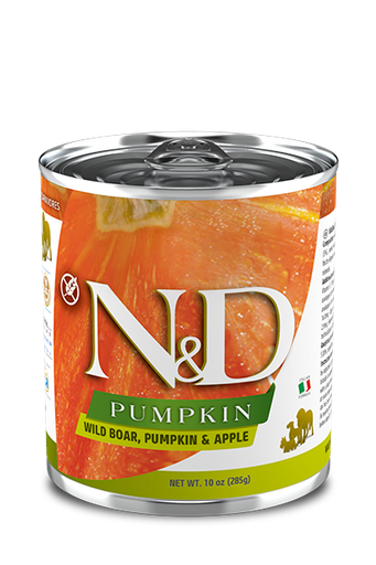 FARMINA N&amp;D PUMPKIN WILD BOAR, PUMPKIN &amp; APPLE ADULT CASE OF 6 WET CANNED DOG FOOD 285G