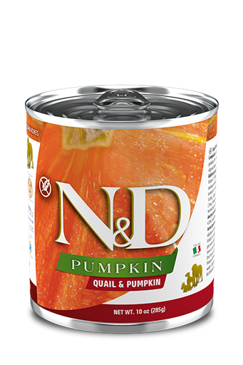 FARMINA N&amp;D PUMPKIN, DUCK AND PUMPKIN ADULT CASE OF 6 WET CANNED DOG FOOD 285G