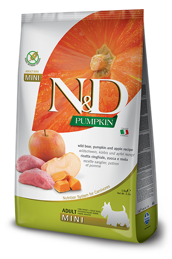 FARMINA N&amp;D PUMPKIN, BOAR &amp; APPLE ADULT MINI BREED GRAIN FREE DRY DOG FOOD 7KG