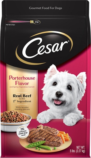 Cesar Porterhouse Flavor &amp; Spring Vegetables Garnish Small Breed Dry Dog Food 2.27kg