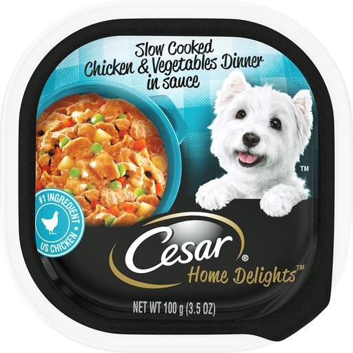 Cesar Home Delights Slow Cooked Chicken &amp; Vegetables Dinner in Sauce Case of 12 Wet Dog Food Trays 100g