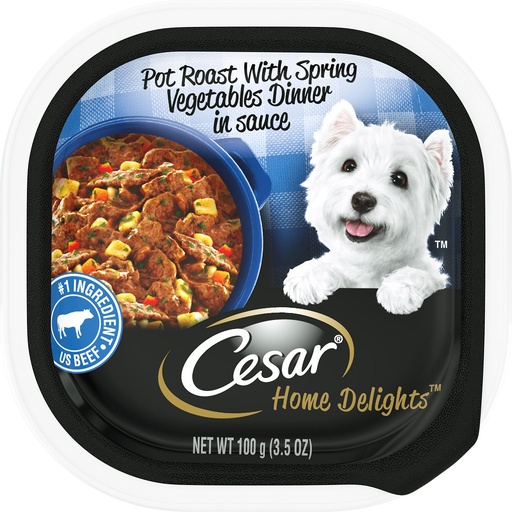 Cesar Home Delights Pot Roast with Spring Vegetables Dinner in Sauce Case of 24 Wet Dog Food Trays 100g