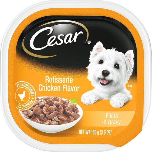 Cesar Rotisserie Chicken Flavor Filets in Gravy Case of 24 Wet Dog Food Trays 100g