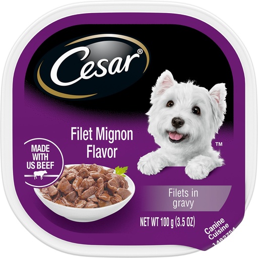 Cesar Filets in Gravy Filet Mignon Flavor Case of 24 Wet Dog Food Trays 100g