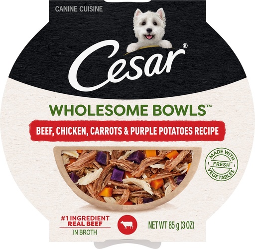 Cesar Wholesome Bowls Beef, Chicken, Potatoes &amp; Carrots Recipe Case of 10 Wet Dog Food 85g