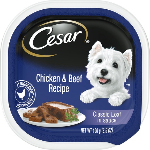 Cesar Classic Loaf in Sauce Chicken &amp; Beef Recipe Case of 24 Wet Dog Food Trays 100g