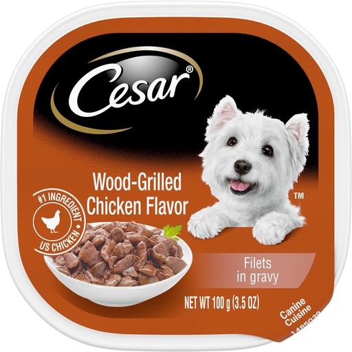 Cesar Wood-Grilled Chicken Flavor Filets in Gravy Case of 24 Wet Dog Food 100g